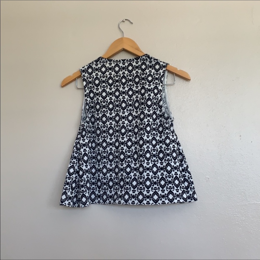 Anthropologie Postmark blue geometric Quilted texture Top XSP - Picture 3 of 6